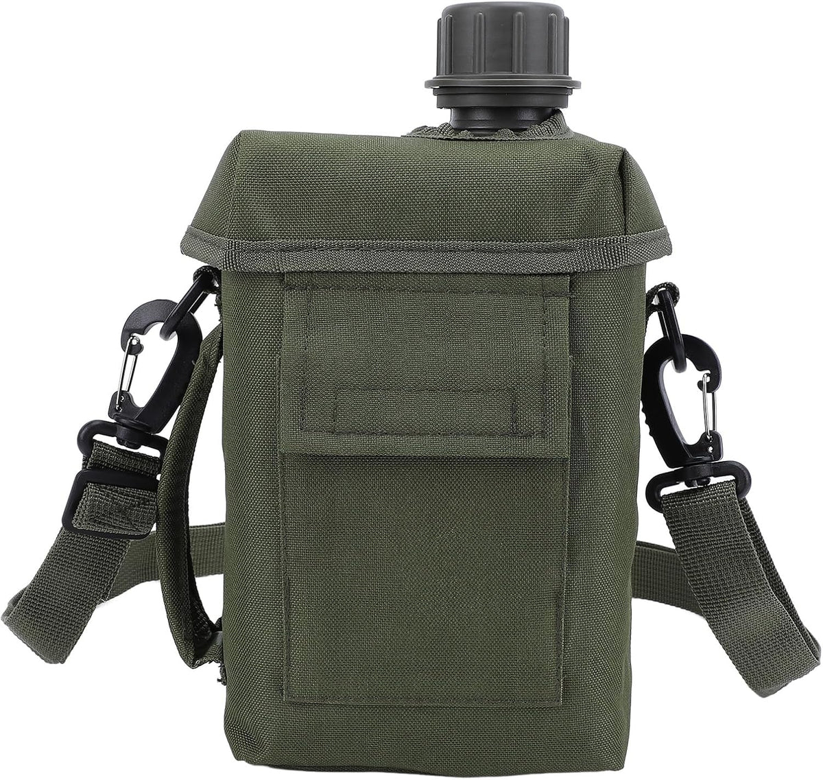 2L Tactical Water Bottle - Insulated Water Bottle, Military Water Bottle with Rugged, Removable Sleeve Tactical Carrier Bag Leak Proof PVC for Outdoor Sport (OD Green)