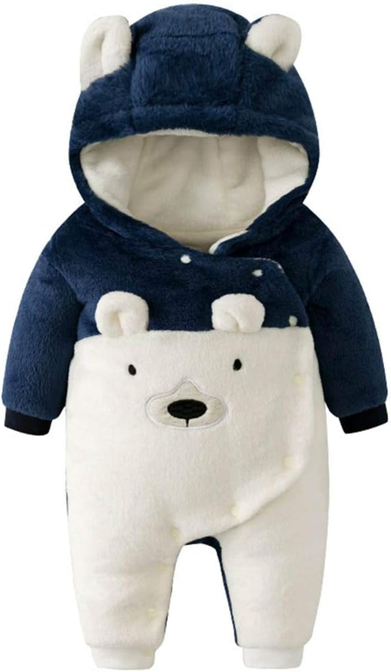 Cozy and Adorable Newborn Baby Bear Snowsuit - Winter Warm Fleece Romper for Infants 0-18M