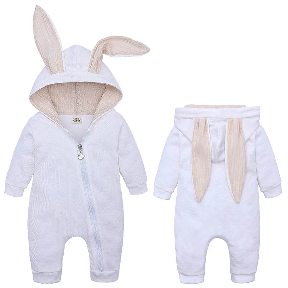 Adorable Jumpsuit Infant Bunny Romper for Baby Girl Boy Newborn Cotton One-Piece Bodysuit with Long Sleeves Casual Cute Playsuit