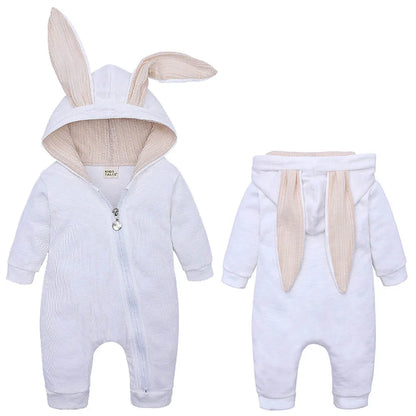 Adorable Jumpsuit Infant Bunny Romper for Baby Girl Boy Newborn Cotton One-Piece Bodysuit with Long Sleeves Casual Cute Playsuit