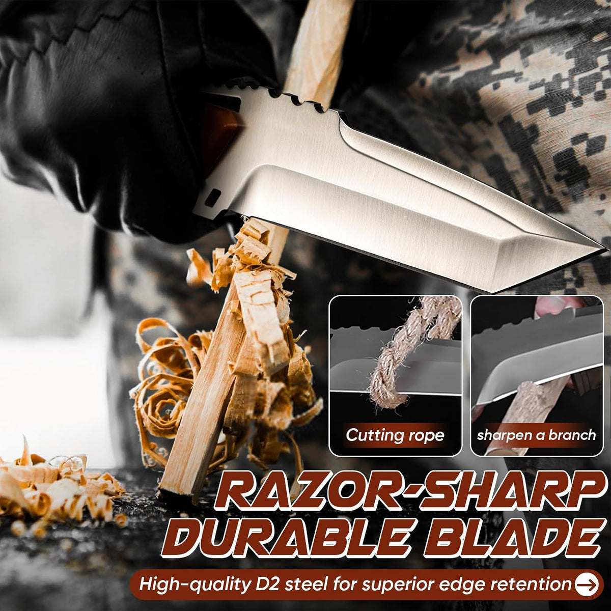 Camping Knife with Sheath -Survival Knives Plain Blade