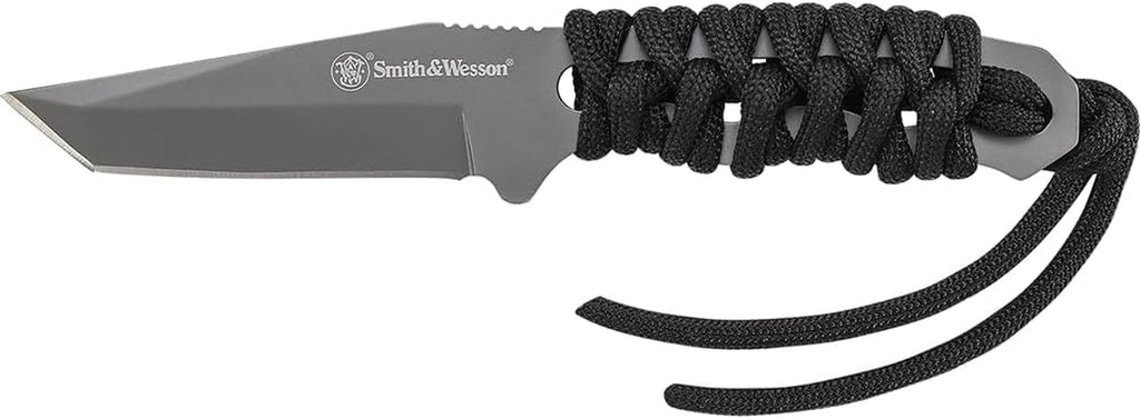 SW910TAM 5.9In High Carbon S.S. Full Tang Neck Knife with a 2.8In Tanto Blade and Paracord Handle for Outdoor, Tactical, Survival and EDC