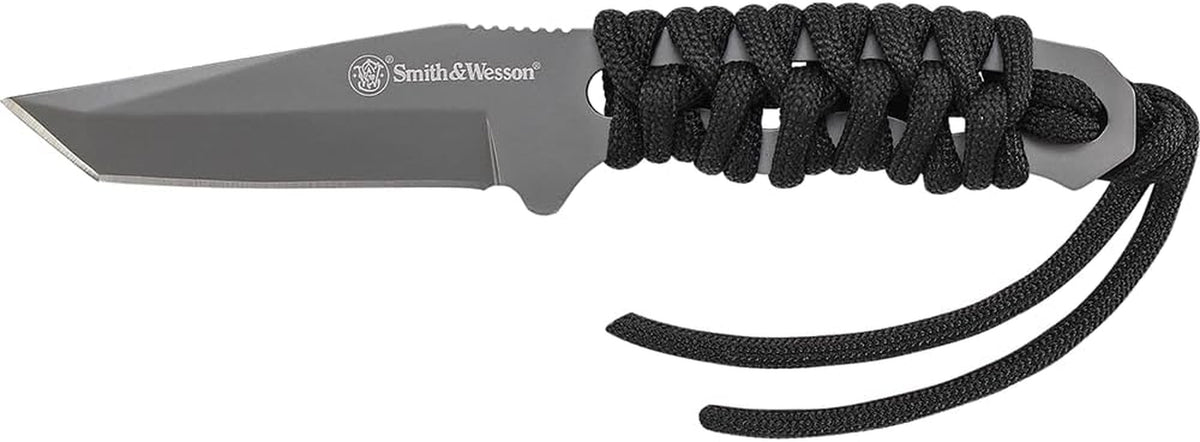 SW910TAM 5.9In High Carbon S.S. Full Tang Neck Knife with a 2.8In Tanto Blade and Paracord Handle for Outdoor, Tactical, Survival and EDC
