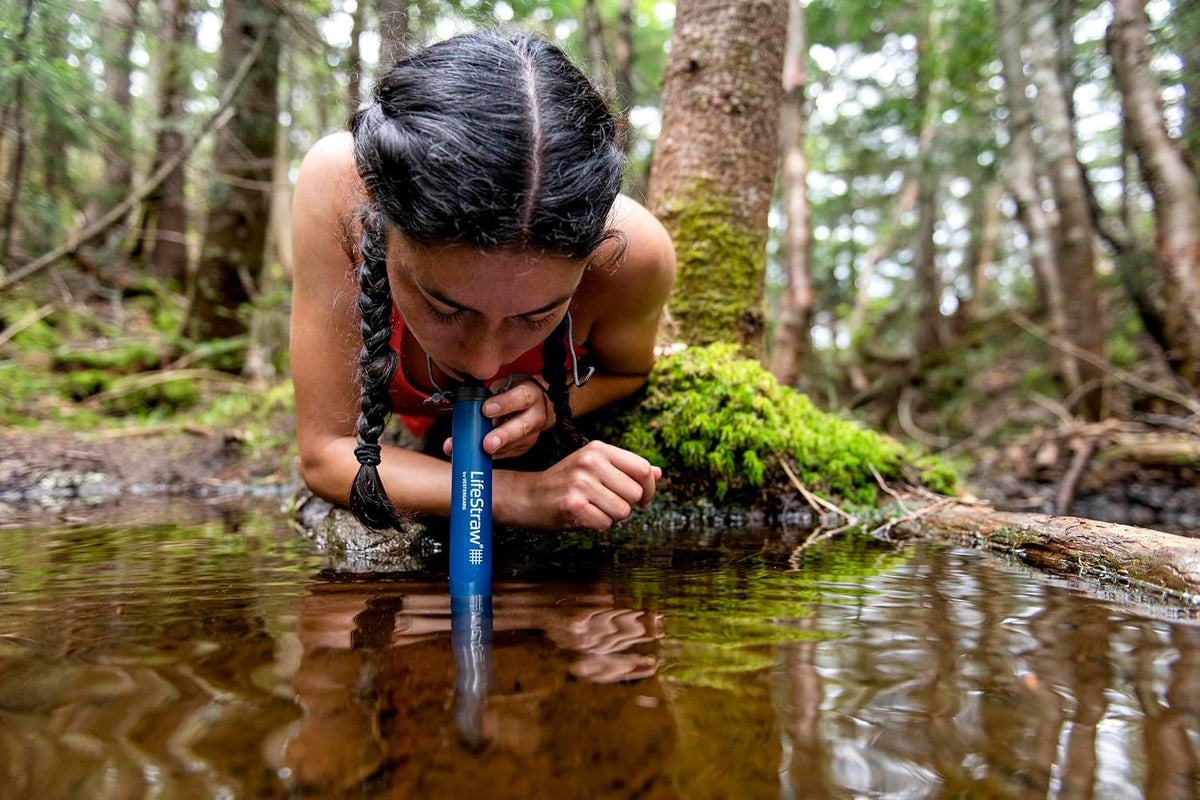 Lifestraw Personal Water Filter for Hiking, Travel and Emergency, Navy, 4 PK