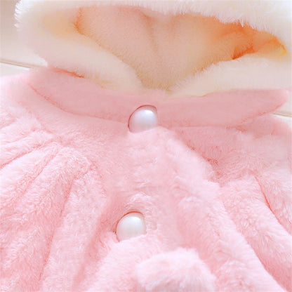 Baby Girls Clothing New Cape Autumn/Winter Wool Sweater Shawl Baby Rabbit Ears Fleece Jacket Cape for Newborn