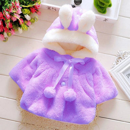 Baby Girls Clothing New Cape Autumn/Winter Wool Sweater Shawl Baby Rabbit Ears Fleece Jacket Cape for Newborn