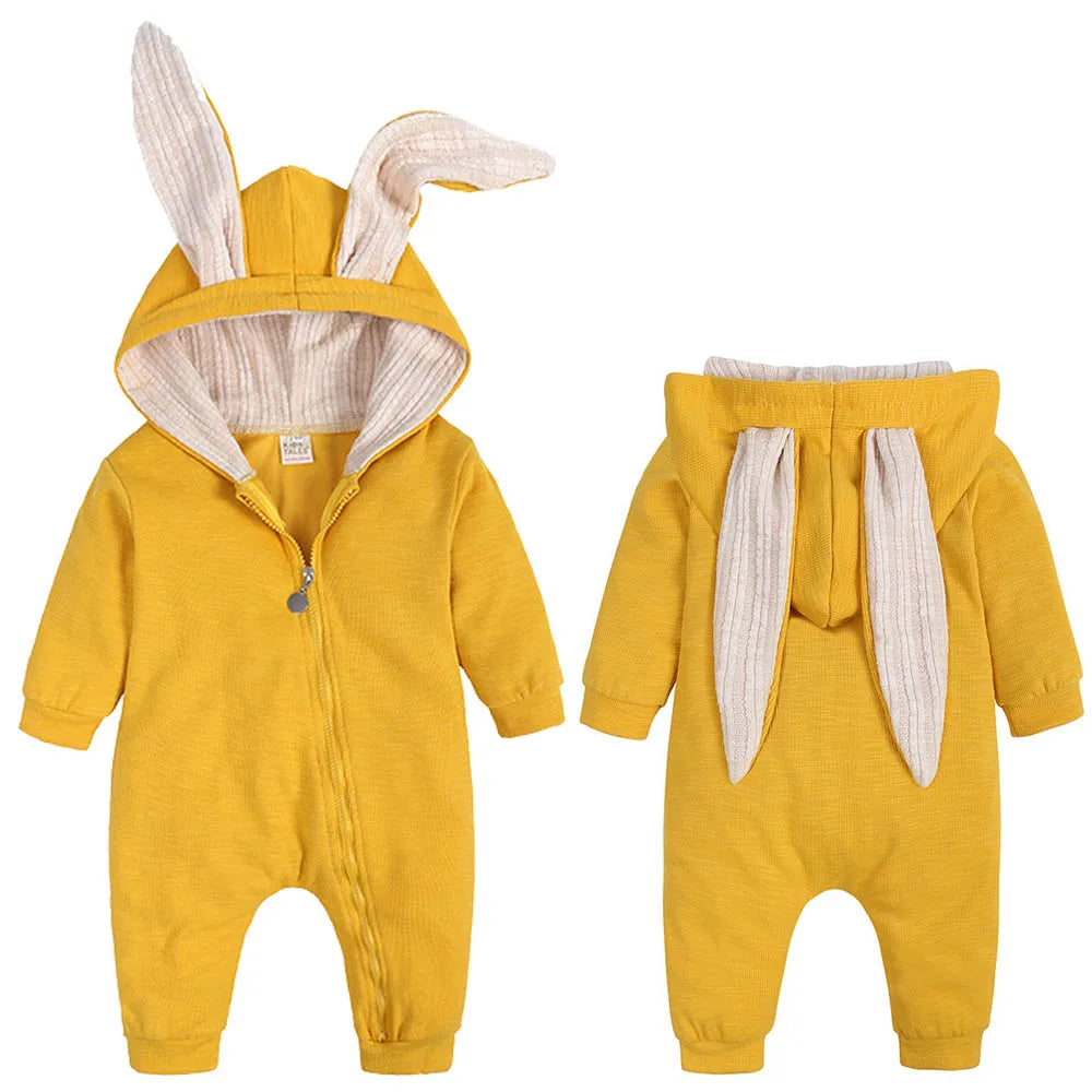 Adorable Jumpsuit Infant Bunny Romper for Baby Girl Boy Newborn Cotton One-Piece Bodysuit with Long Sleeves Casual Cute Playsuit