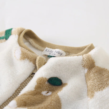 Fleece Infants Thickened Long Sleeve Jumpsuits Warm Zipper Winter Baby Rompers Clothing Cute Bear