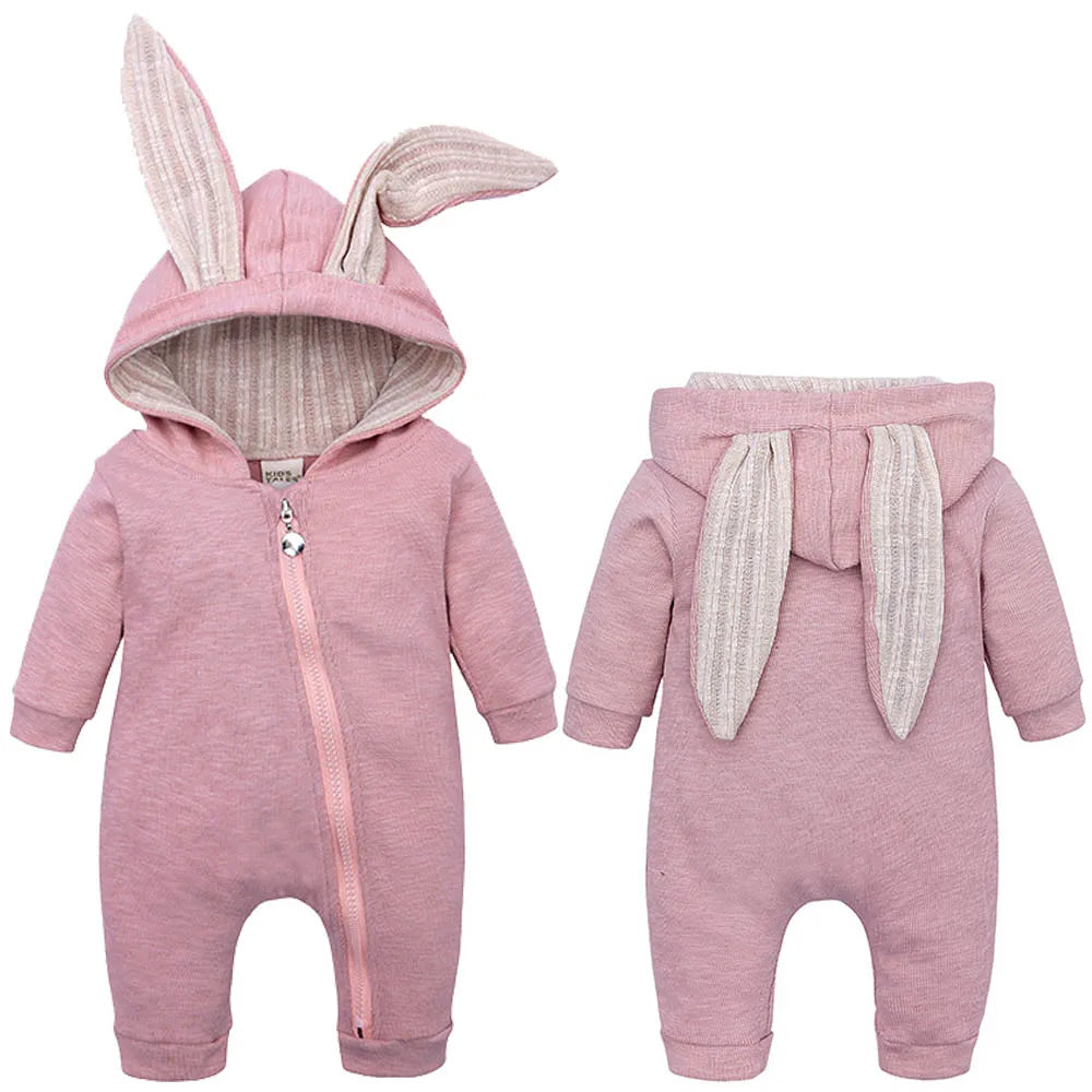 Adorable Jumpsuit Infant Bunny Romper for Baby Girl Boy Newborn Cotton One-Piece Bodysuit with Long Sleeves Casual Cute Playsuit