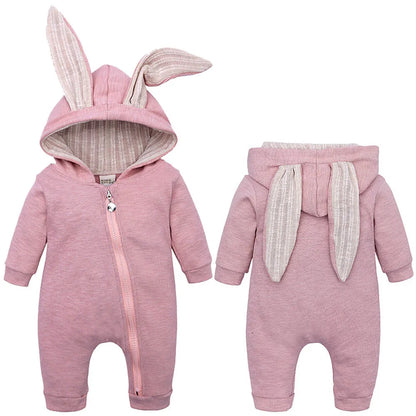 Adorable Jumpsuit Infant Bunny Romper for Baby Girl Boy Newborn Cotton One-Piece Bodysuit with Long Sleeves Casual Cute Playsuit