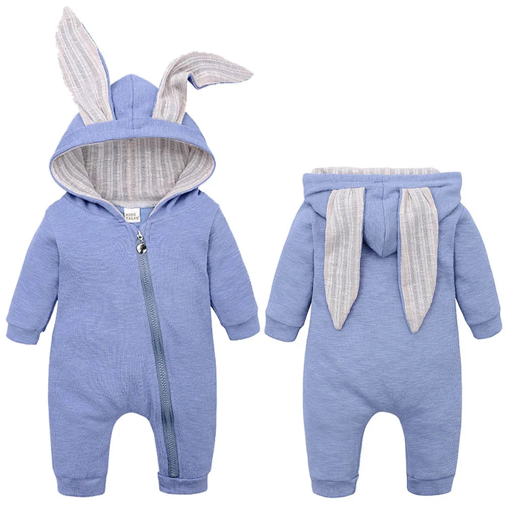 Adorable Jumpsuit Infant Bunny Romper for Baby Girl Boy Newborn Cotton One-Piece Bodysuit with Long Sleeves Casual Cute Playsuit
