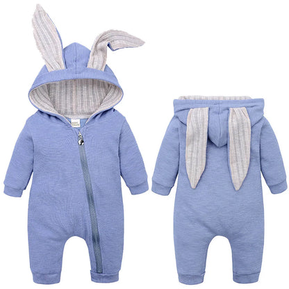 Adorable Jumpsuit Infant Bunny Romper for Baby Girl Boy Newborn Cotton One-Piece Bodysuit with Long Sleeves Casual Cute Playsuit