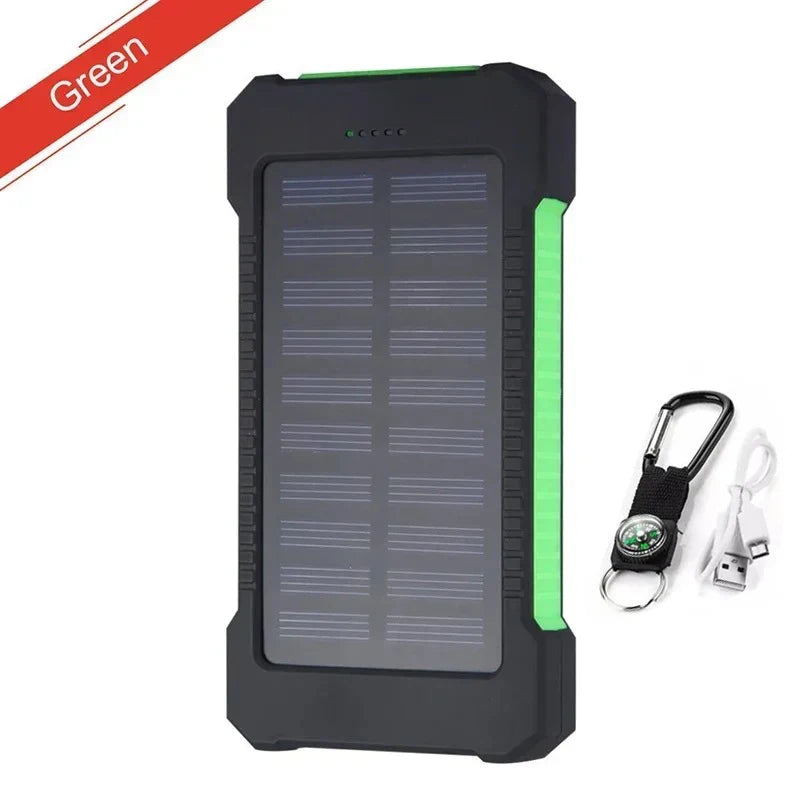 2000000Mah Solar Power Bank Waterproof Portable Solar Panel Powerbank External Battery Charger Powerbank with LED Camping Light