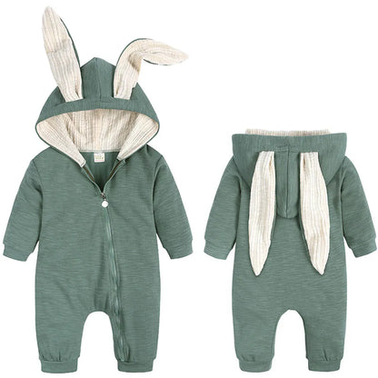 Adorable Jumpsuit Infant Bunny Romper for Baby Girl Boy Newborn Cotton One-Piece Bodysuit with Long Sleeves Casual Cute Playsuit
