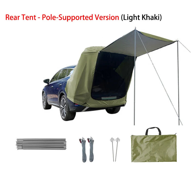 Outdoor Car Rear Tent Camping Picnic Car Rear Tent with Canopy Car Rear Extension Tent Sunshine-Proof Rain-Proof Car Rear Tent