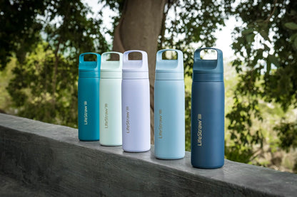 Lifestraw Go Series Stainless Steel Water Filter Bottle, 18 Oz, Aegean Sea