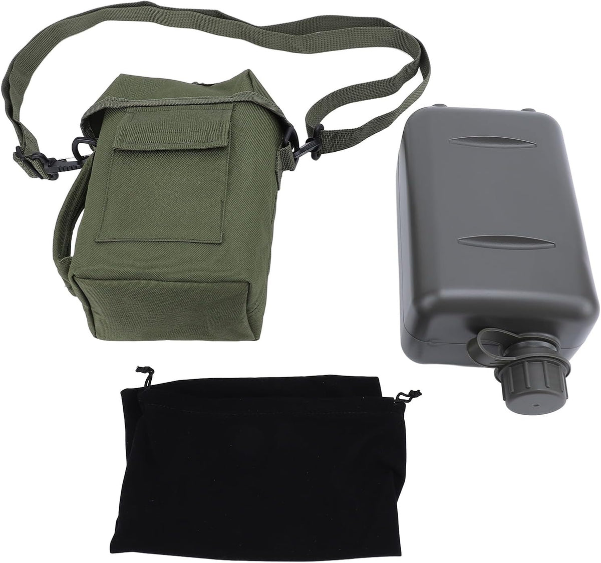 2L Tactical Water Bottle - Insulated Water Bottle, Military Water Bottle with Rugged, Removable Sleeve Tactical Carrier Bag Leak Proof PVC for Outdoor Sport (OD Green)