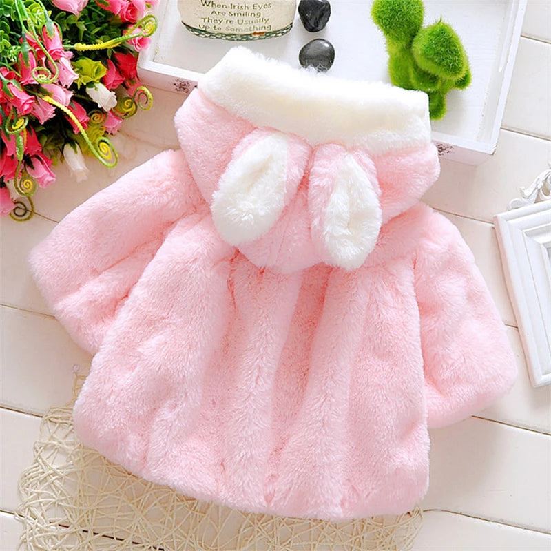 Baby Girls Clothing New Cape Autumn/Winter Wool Sweater Shawl Baby Rabbit Ears Fleece Jacket Cape for Newborn