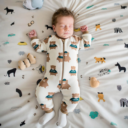 Fleece Infants Thickened Long Sleeve Jumpsuits Warm Zipper Winter Baby Rompers Clothing Cute Bear