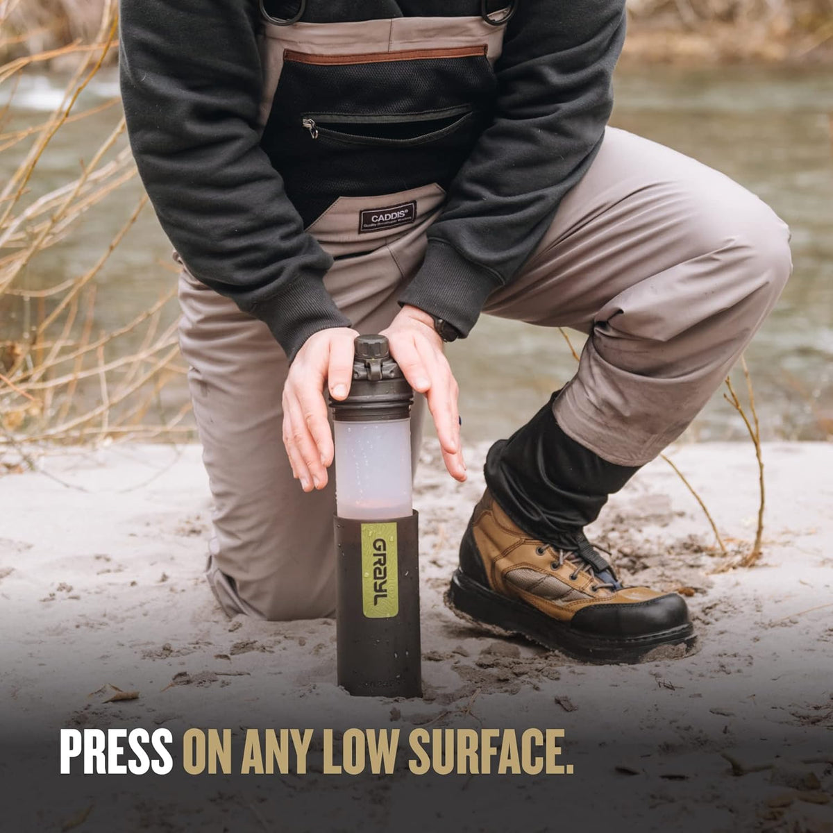 Geopress 24 Oz Water Purifier & Water Filter Bottle, Black Camo
