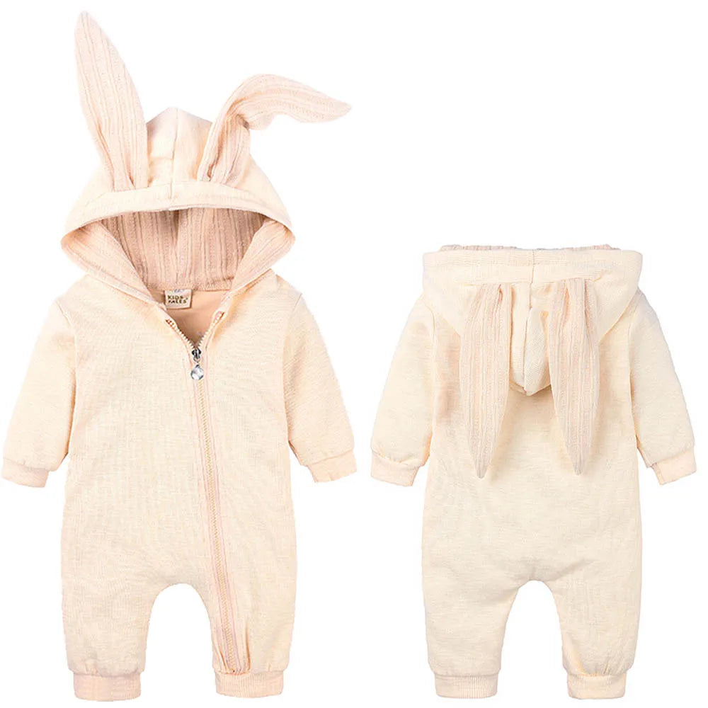 Adorable Jumpsuit Infant Bunny Romper for Baby Girl Boy Newborn Cotton One-Piece Bodysuit with Long Sleeves Casual Cute Playsuit