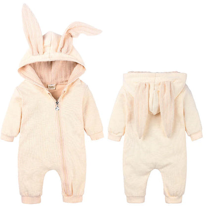 Adorable Jumpsuit Infant Bunny Romper for Baby Girl Boy Newborn Cotton One-Piece Bodysuit with Long Sleeves Casual Cute Playsuit
