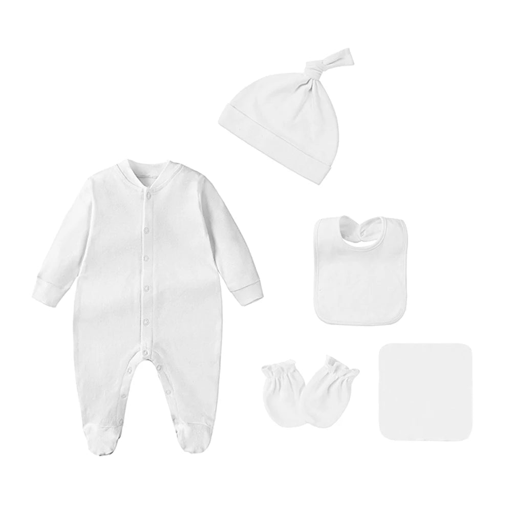 Baby Outfits Boy Girl Newborn 0 to 3 6 9 12 Months Spring Winter Cute Soft Baby Onesie Jumpsuit+Bibs+Hat Cotton Baby Clothes Set