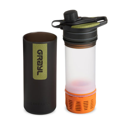 Geopress 24 Oz Water Purifier & Water Filter Bottle, Black Camo