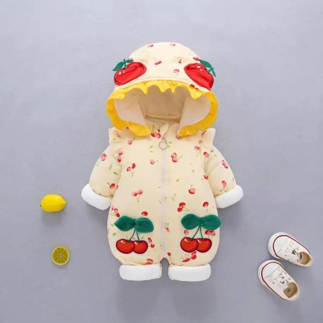 Jumpsuit Baby Winter Thickened Jumpsuit Newborn Boy Girl Removable Hood Cuddling Clothes Quilted Princess Romper Clothes