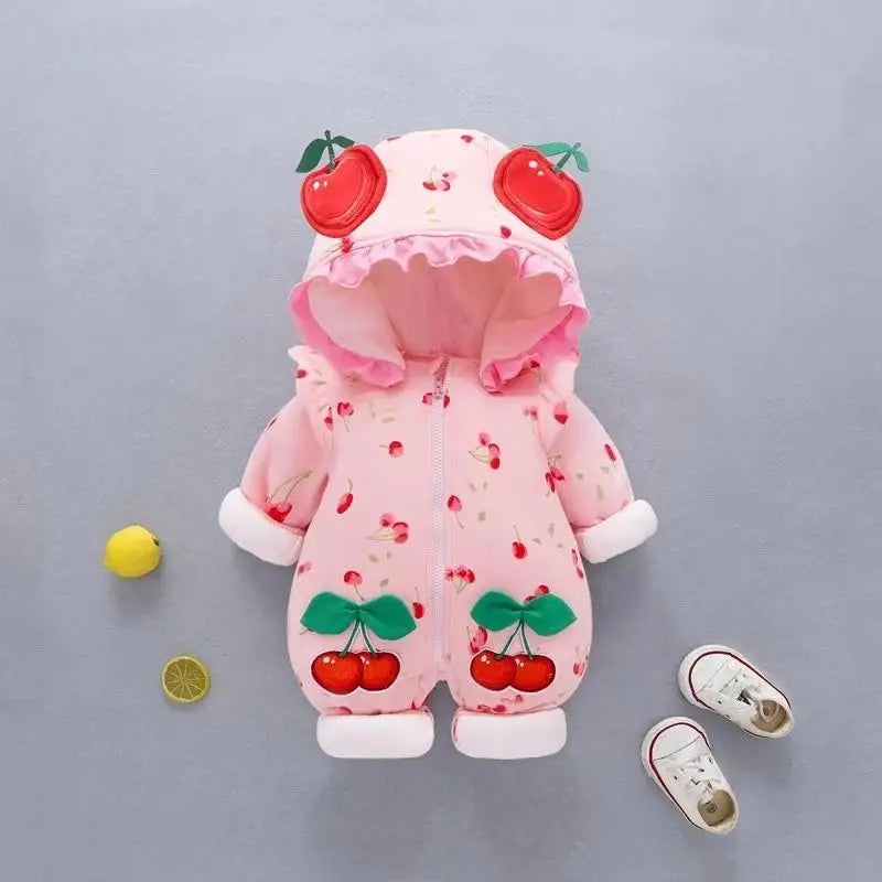 Jumpsuit Baby Winter Thickened Jumpsuit Newborn Boy Girl Removable Hood Cuddling Clothes Quilted Princess Romper Clothes