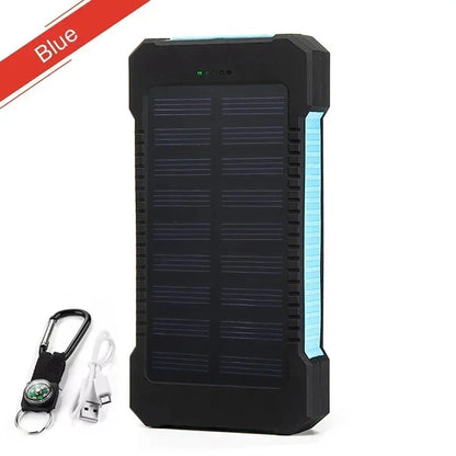 2000000Mah Solar Power Bank Waterproof Portable Solar Panel Powerbank External Battery Charger Powerbank with LED Camping Light