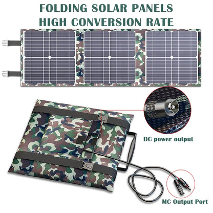 800W Solar Generator with 12V Battery Charging & 5V USB – Portable Foldable Power Station for Camping, Hiking, and Adventures