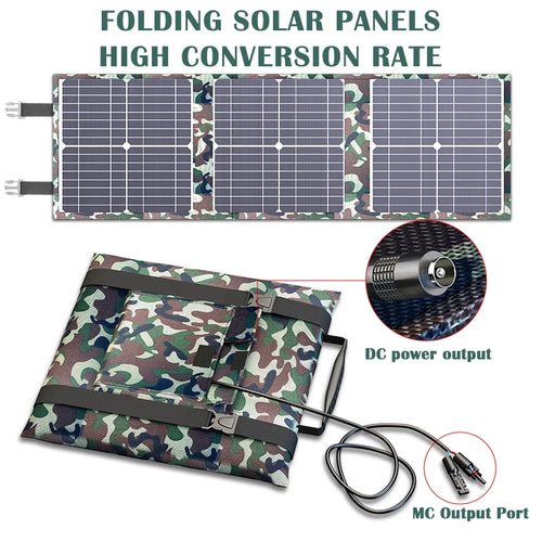 800W Solar Generator with 12V Battery Charging & 5V USB – Portable Foldable Power Station for Camping, Hiking, and Adventures