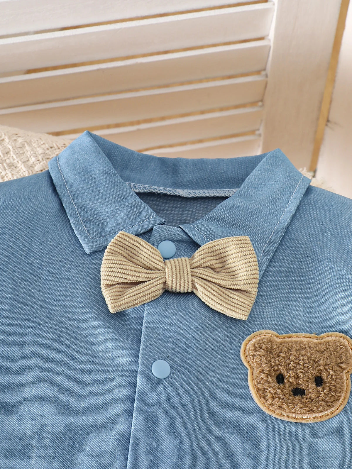 Baby Boys 2Pcs Gentleman Outfits Infant Bear Print Short Sleeve Bodysuit & Suspender Shorts Set Casual Wear 1-18M