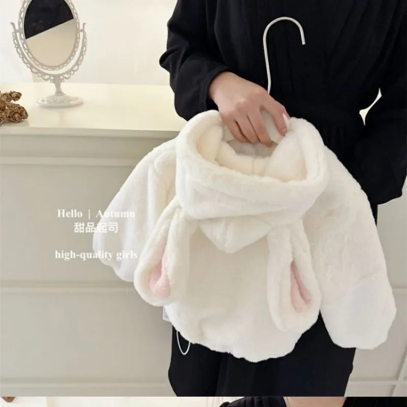 80-130Cm Girl Baby Winter Clothing Set Children'S Cute Plush Thick Hooded Coat+Shorts Warm 2-Piece Set