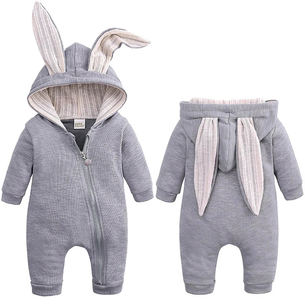 Adorable Jumpsuit Infant Bunny Romper for Baby Girl Boy Newborn Cotton One-Piece Bodysuit with Long Sleeves Casual Cute Playsuit