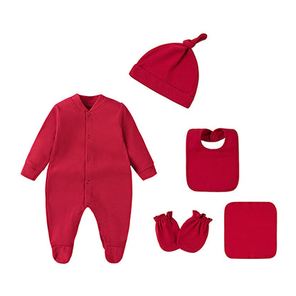 Baby Outfits Boy Girl Newborn 0 to 3 6 9 12 Months Spring Winter Cute Soft Baby Onesie Jumpsuit+Bibs+Hat Cotton Baby Clothes Set