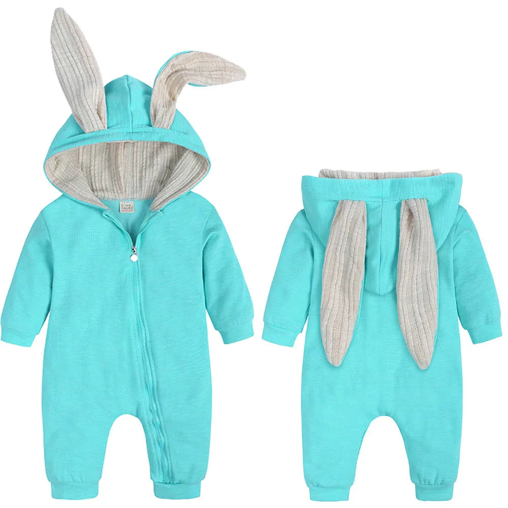 Adorable Jumpsuit Infant Bunny Romper for Baby Girl Boy Newborn Cotton One-Piece Bodysuit with Long Sleeves Casual Cute Playsuit