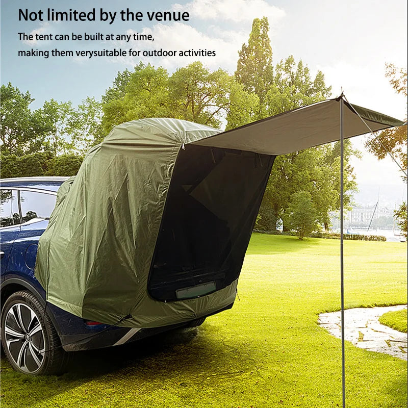 Outdoor Car Rear Tent Camping Picnic Car Rear Tent with Canopy Car Rear Extension Tent Sunshine-Proof Rain-Proof Car Rear Tent