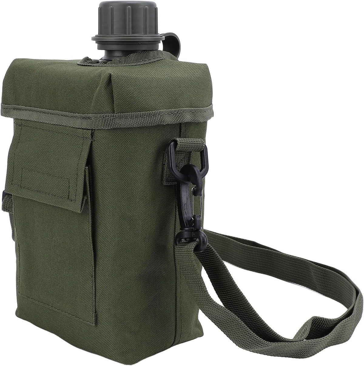 2L Tactical Water Bottle - Insulated Water Bottle, Military Water Bottle with Rugged, Removable Sleeve Tactical Carrier Bag Leak Proof PVC for Outdoor Sport (OD Green)