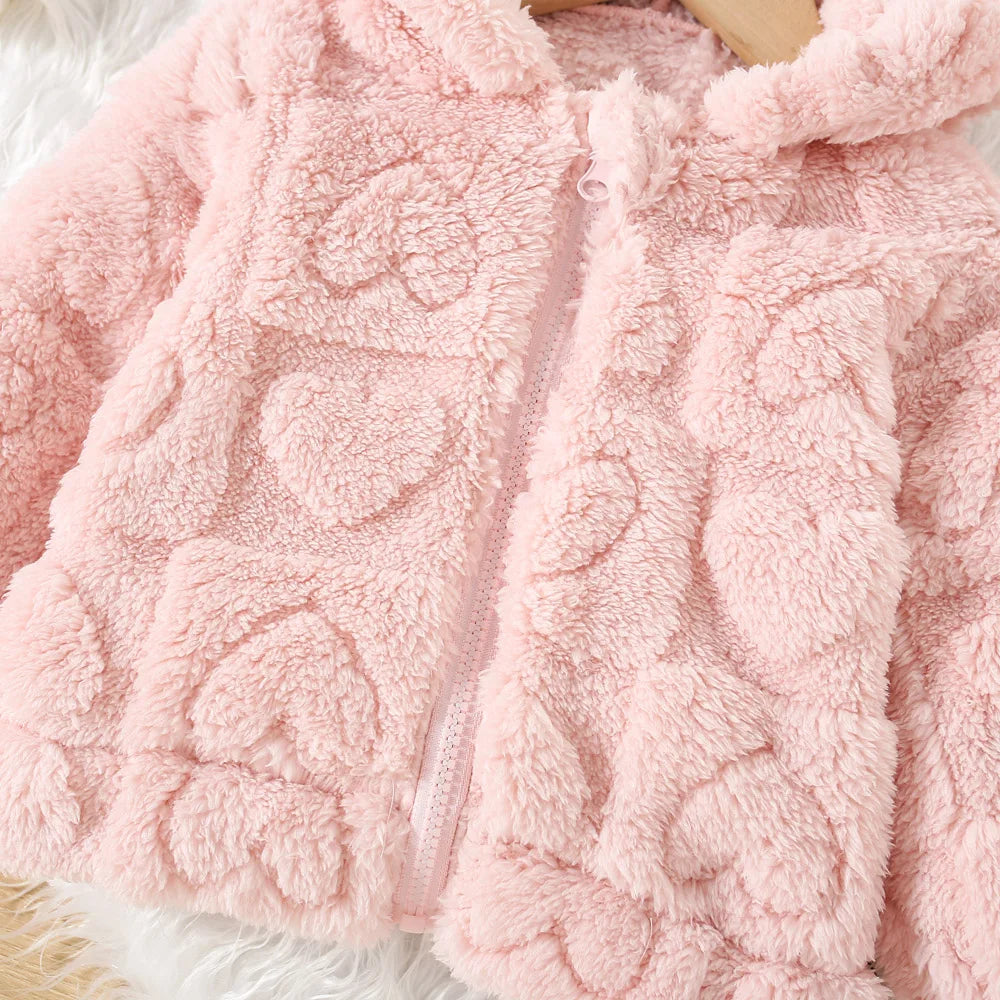 (6 Months -3 Years Old) New Pink Hooded Baby Girl Long Sleeved Coat, Windproof and Warm Children'S Clothing for Spring and Autum