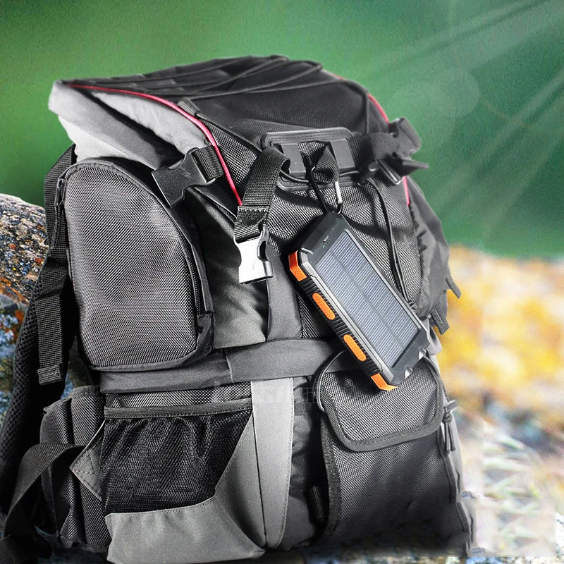 2000000Mah Solar Power Bank Waterproof Portable Solar Panel Powerbank External Battery Charger Powerbank with LED Camping Light
