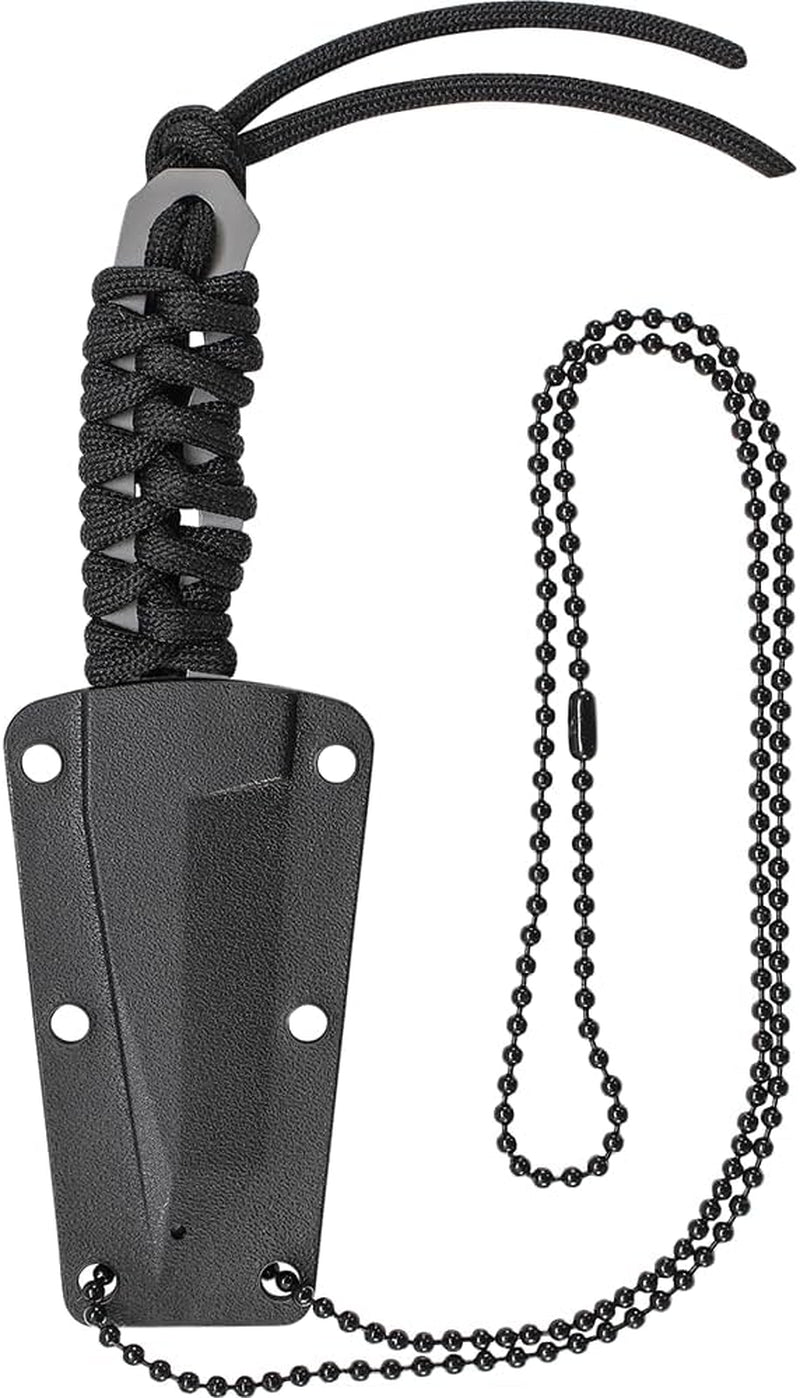 SW910TAM 5.9In High Carbon S.S. Full Tang Neck Knife with a 2.8In Tanto Blade and Paracord Handle for Outdoor, Tactical, Survival and EDC