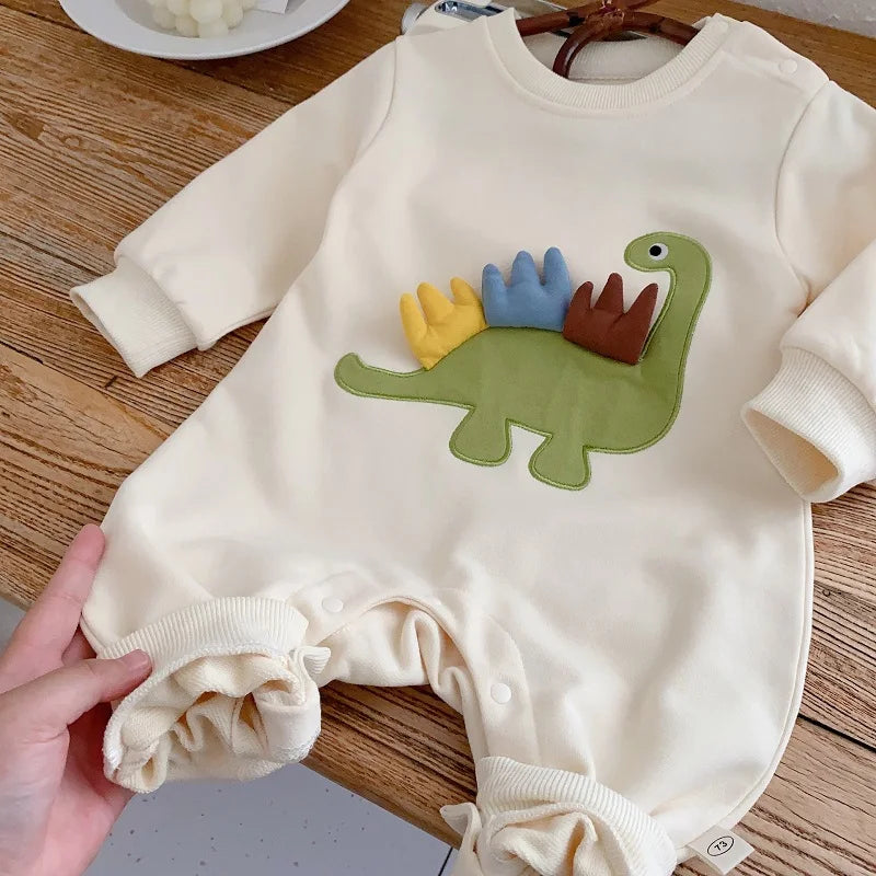 Cute Newborn Baby Dinosaur Romper 0-2Years Infant Boy Girl Long Sleeve O-Neck Cartoon Jumpsuit Playsuit Outwear Autumn Clothes