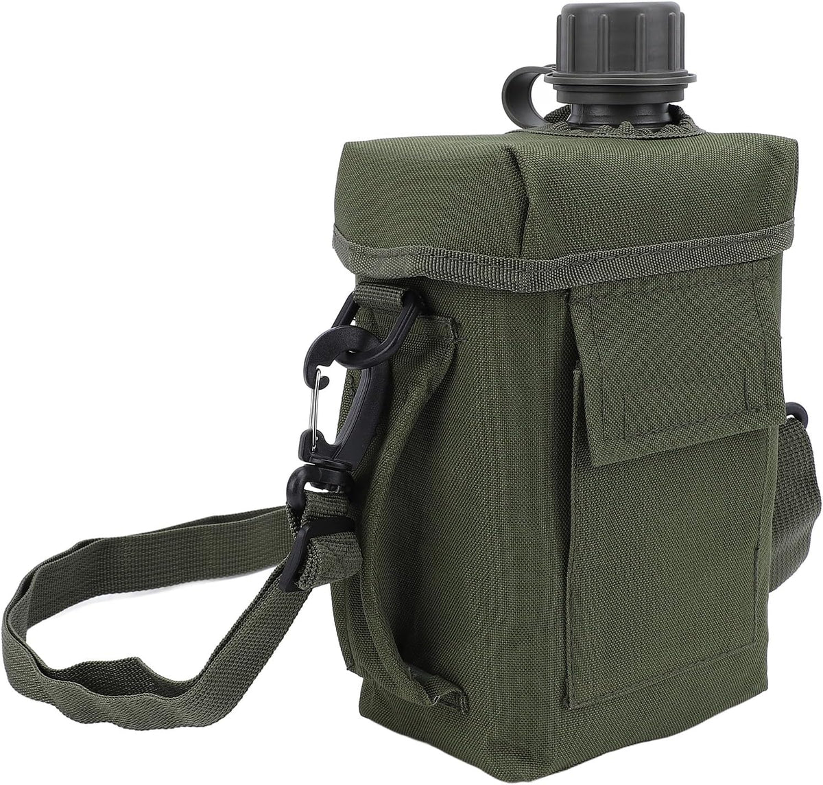2L Tactical Water Bottle - Insulated Water Bottle, Military Water Bottle with Rugged, Removable Sleeve Tactical Carrier Bag Leak Proof PVC for Outdoor Sport (OD Green)