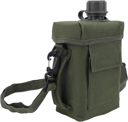 2L Tactical Water Bottle - Insulated Water Bottle, Military Water Bottle with Rugged, Removable Sleeve Tactical Carrier Bag Leak Proof PVC for Outdoor Sport (OD Green)