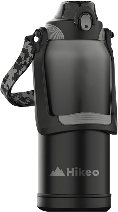 2 Litre Stainless Steel Water Flask Ultra Resistant with Handle, Straw and Adjustable Strap, Airtight with Lock Insurance, Cold up to 24 Hours and Hot up to 20 Hours