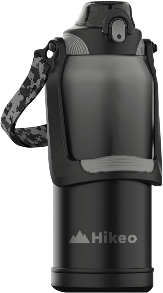 2 Litre Stainless Steel Water Flask Ultra Resistant with Handle, Straw and Adjustable Strap, Airtight with Lock Insurance, Cold up to 24 Hours and Hot up to 20 Hours