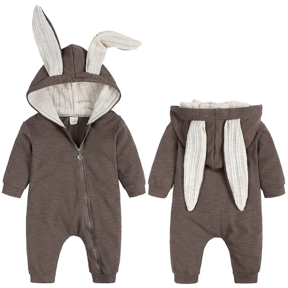 Adorable Jumpsuit Infant Bunny Romper for Baby Girl Boy Newborn Cotton One-Piece Bodysuit with Long Sleeves Casual Cute Playsuit