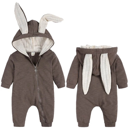 Adorable Jumpsuit Infant Bunny Romper for Baby Girl Boy Newborn Cotton One-Piece Bodysuit with Long Sleeves Casual Cute Playsuit